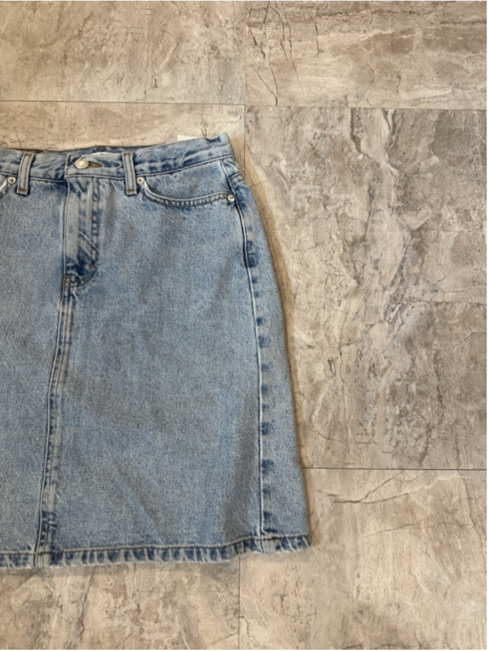 VTG 90s Tommy Hilfiger Stonewash cotton midi denim skirt sz 4 Flag Western